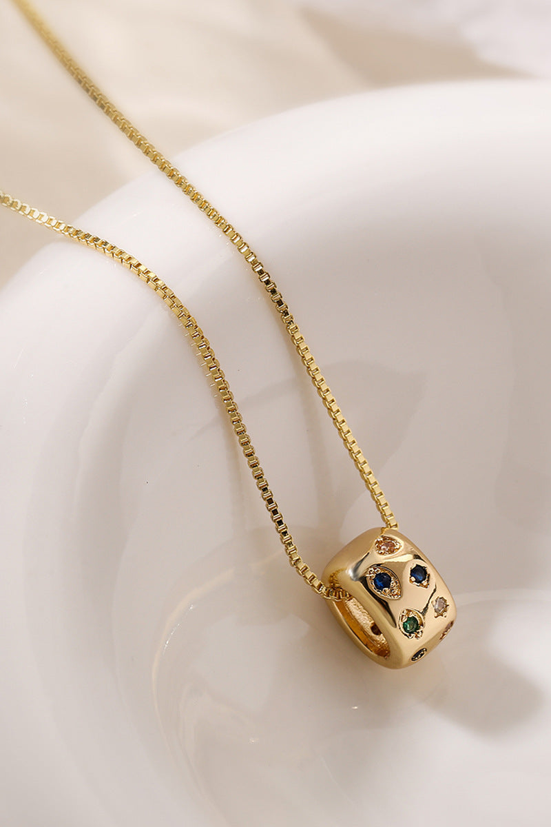 Hoop-set gemstone pendant necklace