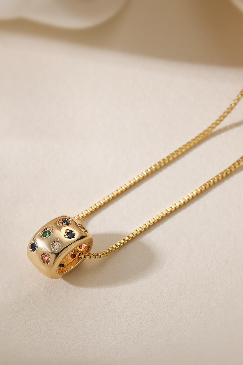 Hoop-set gemstone pendant necklace