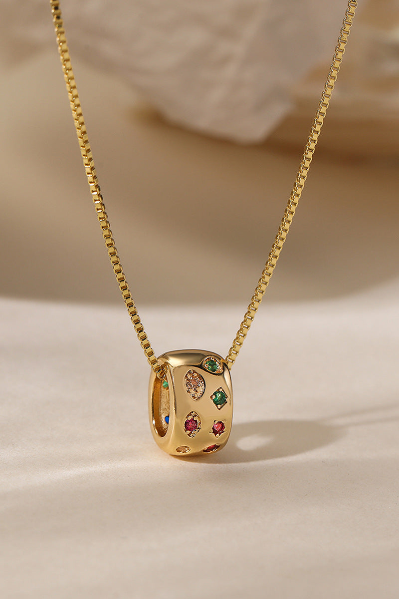 Hoop-set gemstone pendant necklace