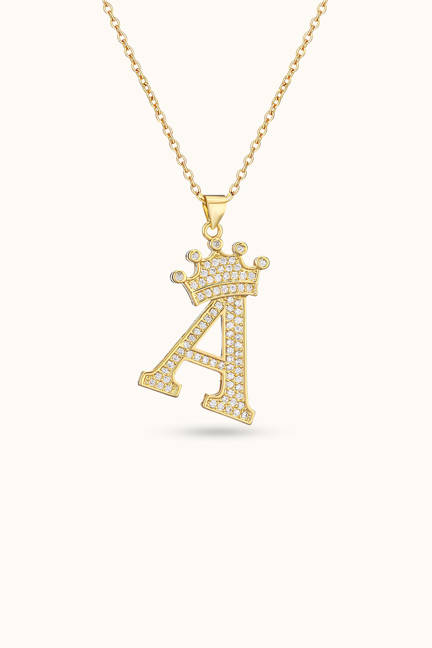 Initial Diamond Name Crown Necklace