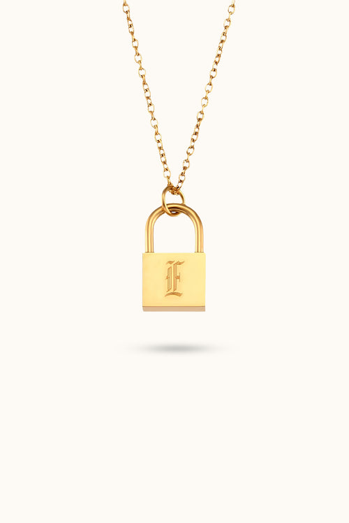 Initial Name Padlock Heart Necklace