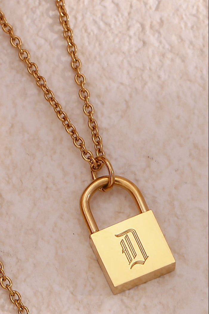 Initial Name Padlock Heart Necklace