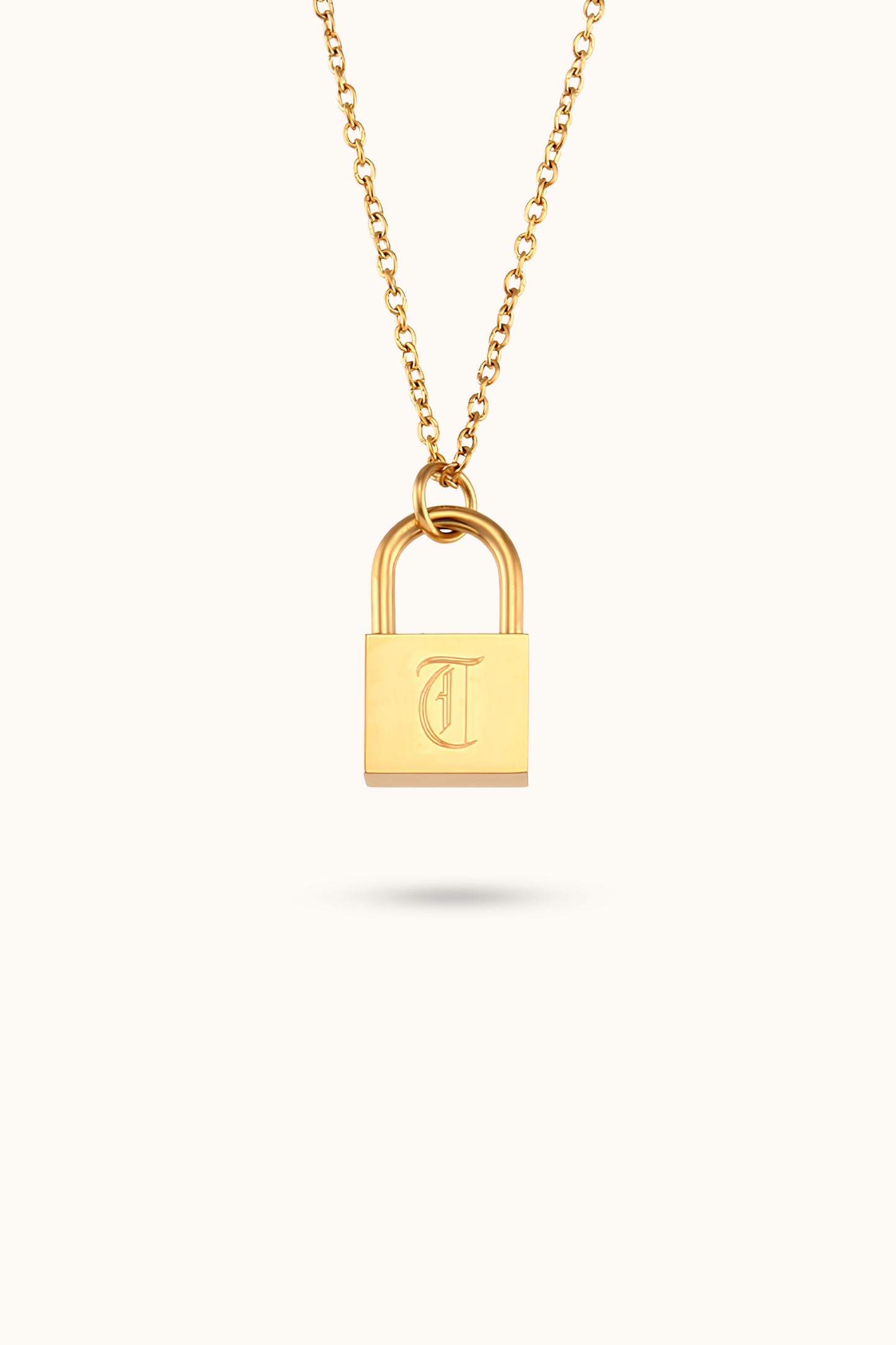Initial Name Padlock Heart Necklace