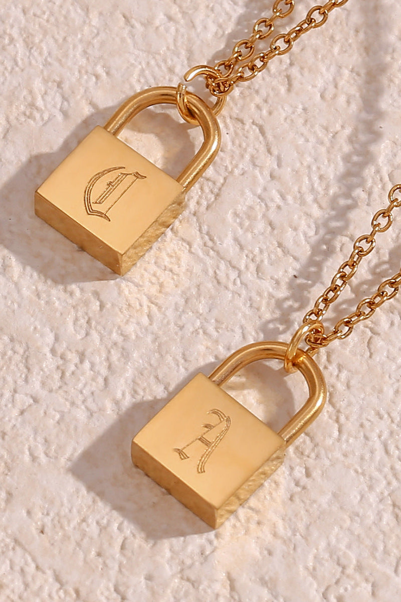 Initial Name Padlock Heart Necklace