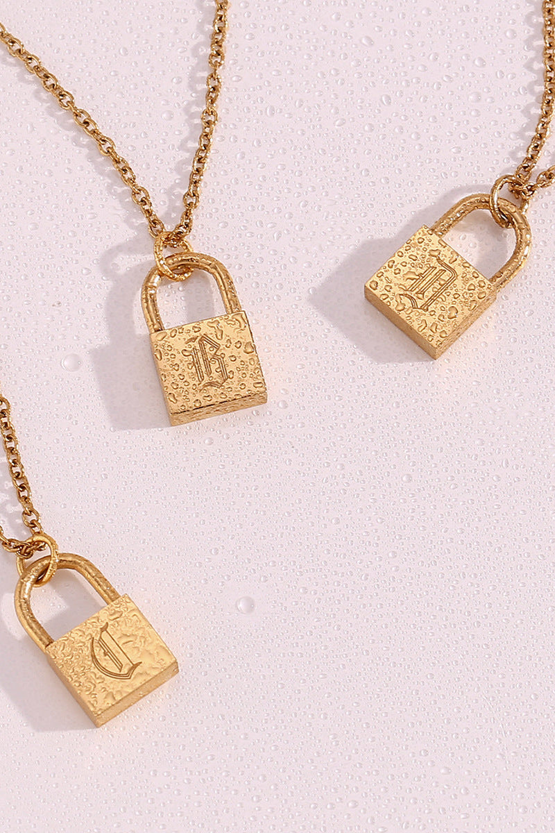 Initial Name Padlock Heart Necklace