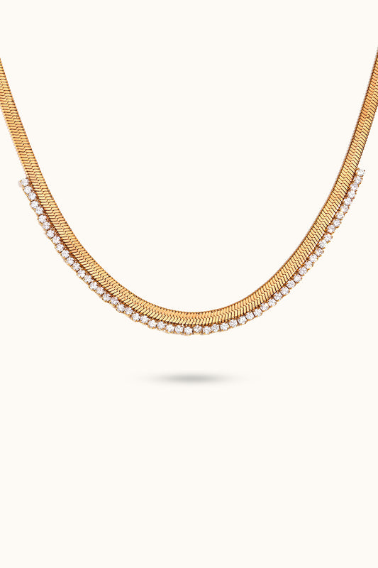 Inlaid Fishbone Pattern Spliced Necklace