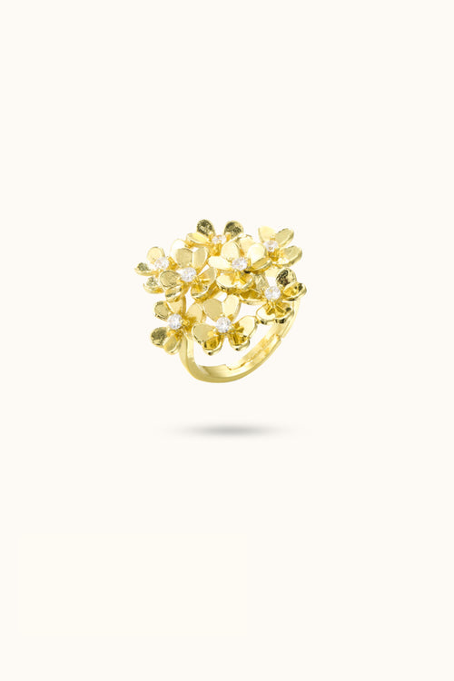 Irregular Diamond Colored Flower Ring