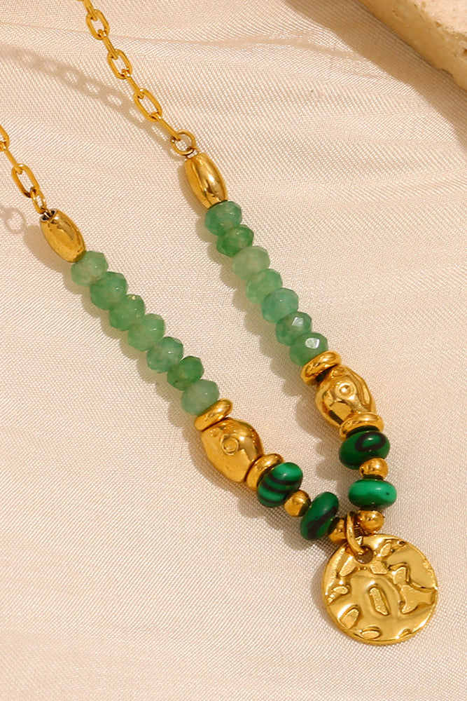 Jadeite beaded pendant necklace