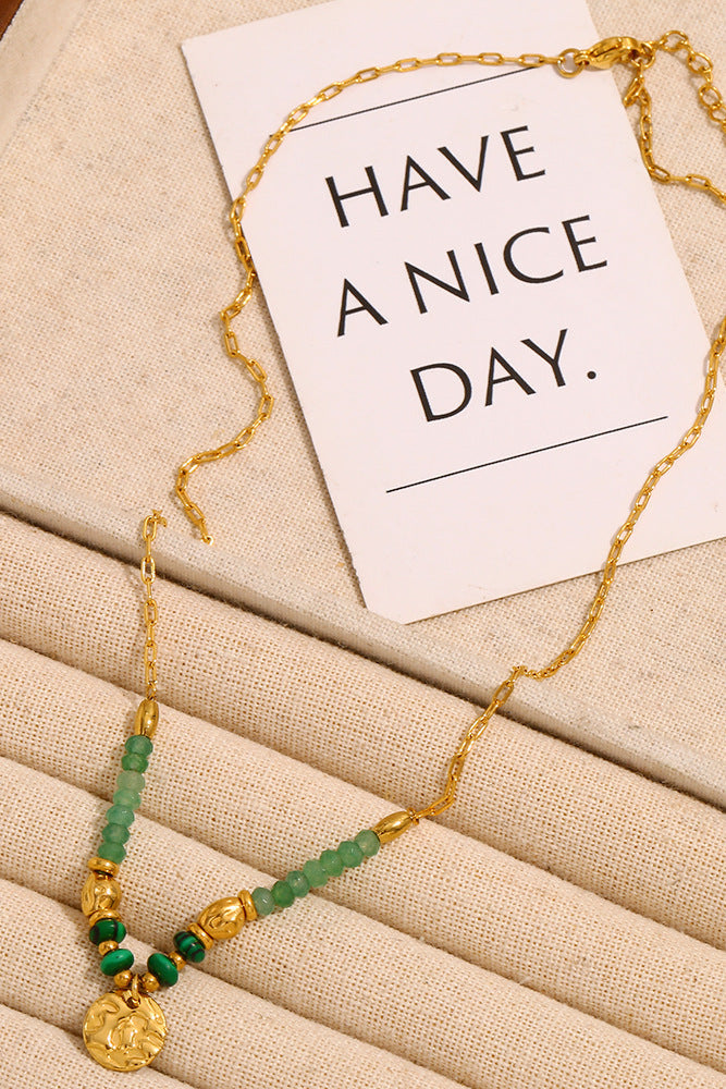 Jadeite beaded pendant necklace