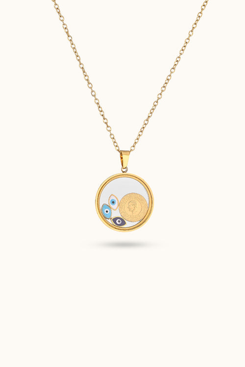 Levitating Evil Eye brain Pendant Necklace