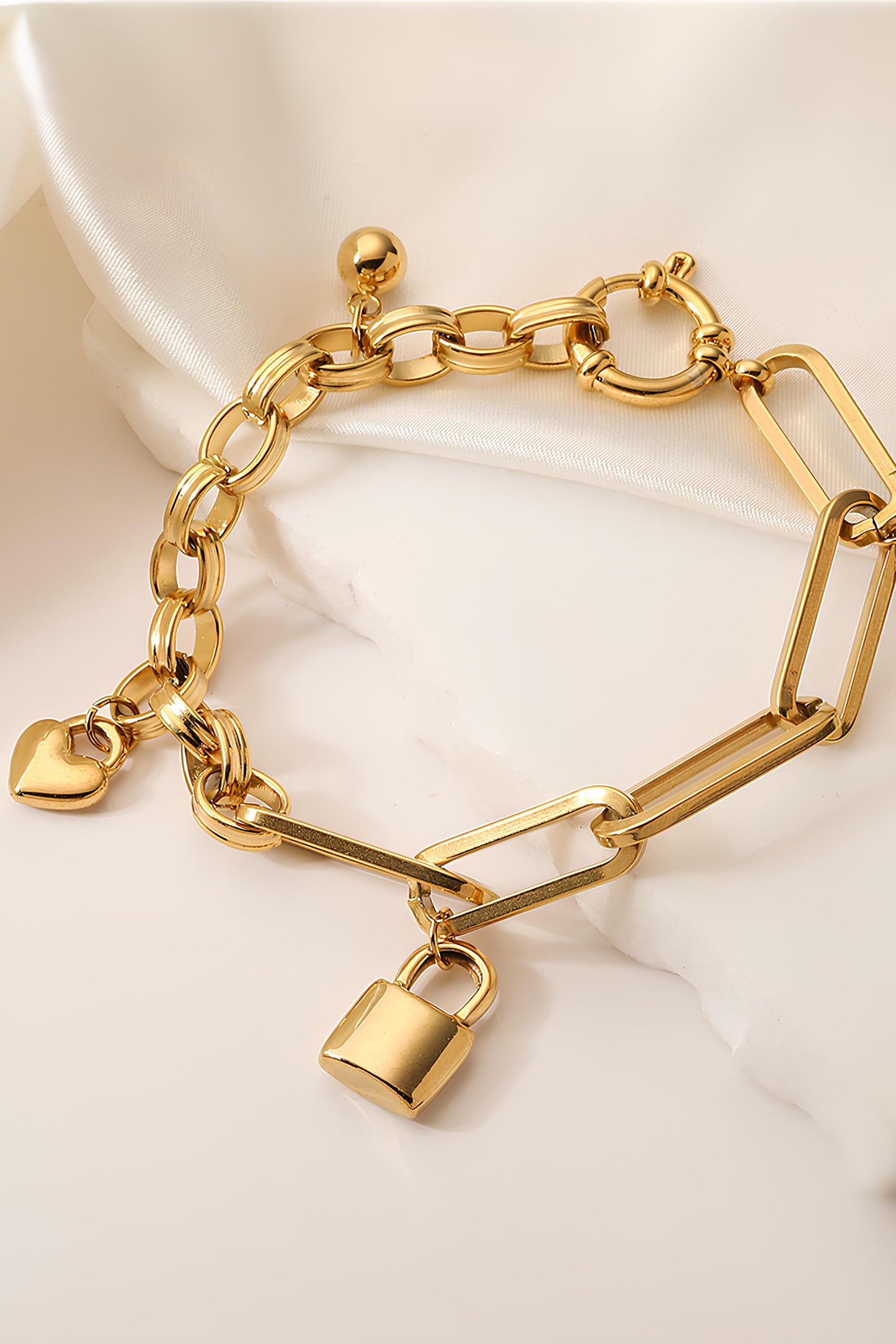 Lock Ring Chain Key Heart Bracelet