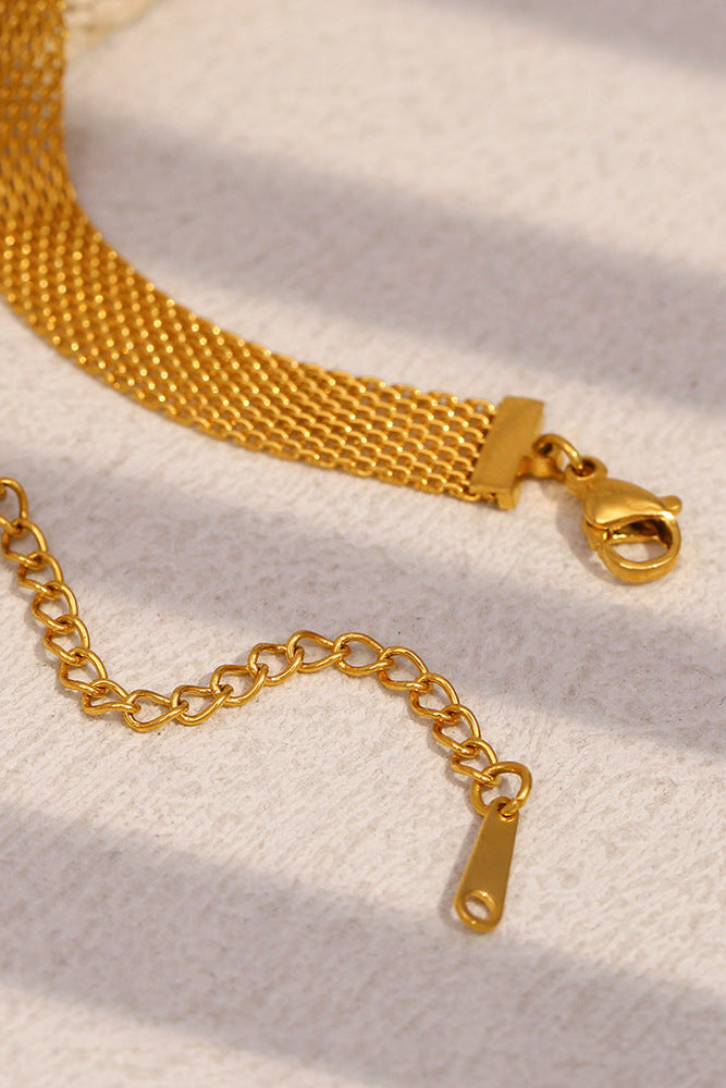 Mesh Band Colored Zircon Chain Necklace