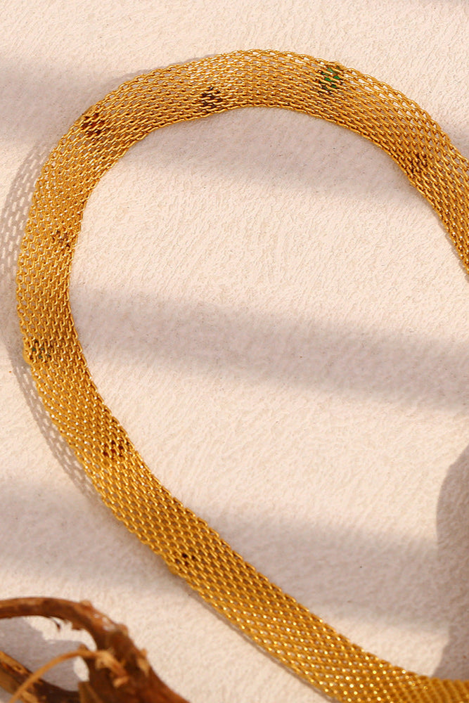 Mesh Band Colored Zircon Chain Necklace