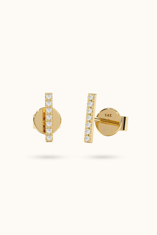 Mini Diamond Bar Stud Earrings