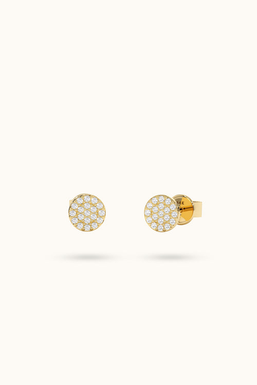 Mini Diamond Disc Stud Earrings