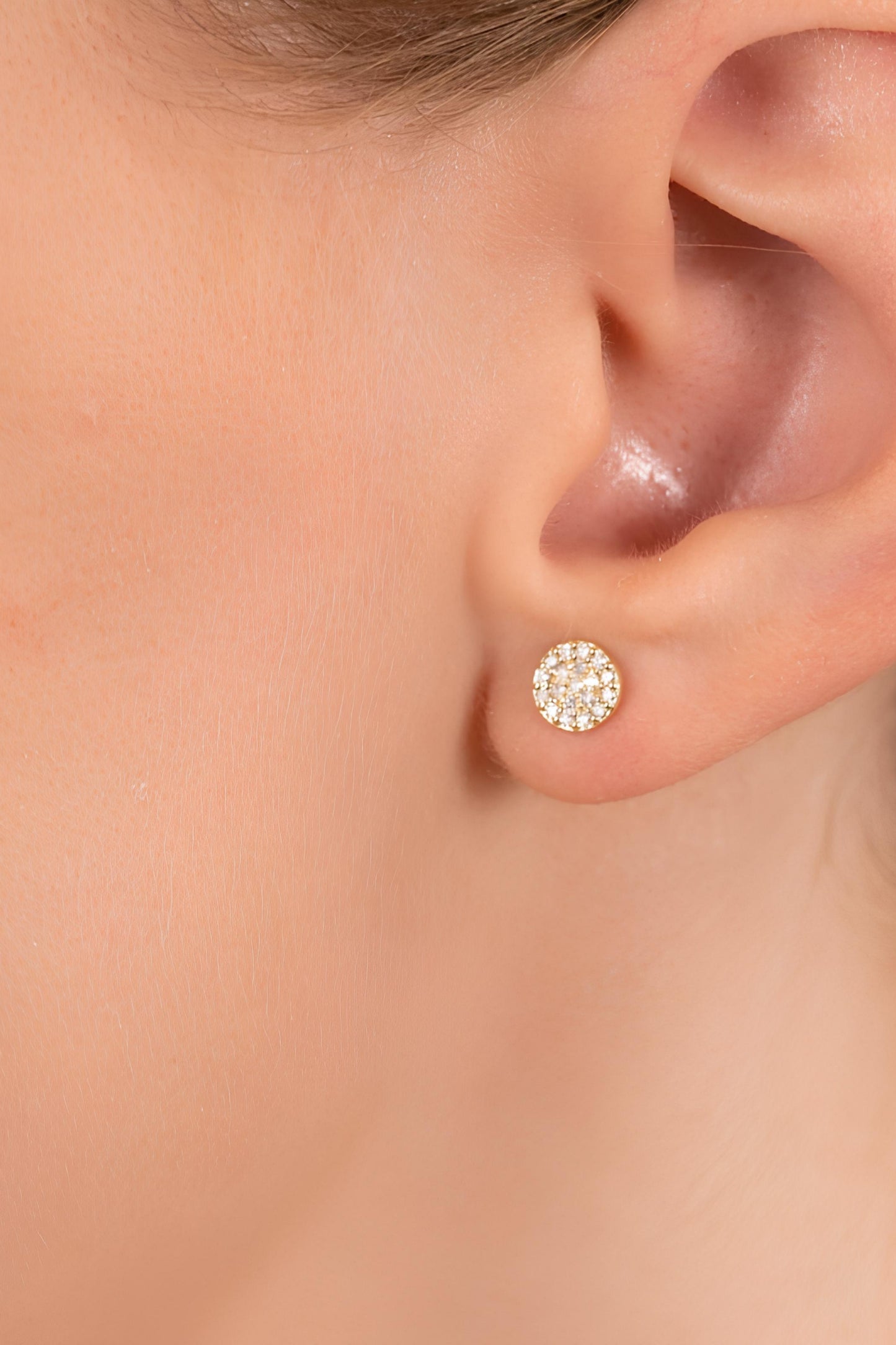 Mini Diamond Disc Stud Earrings