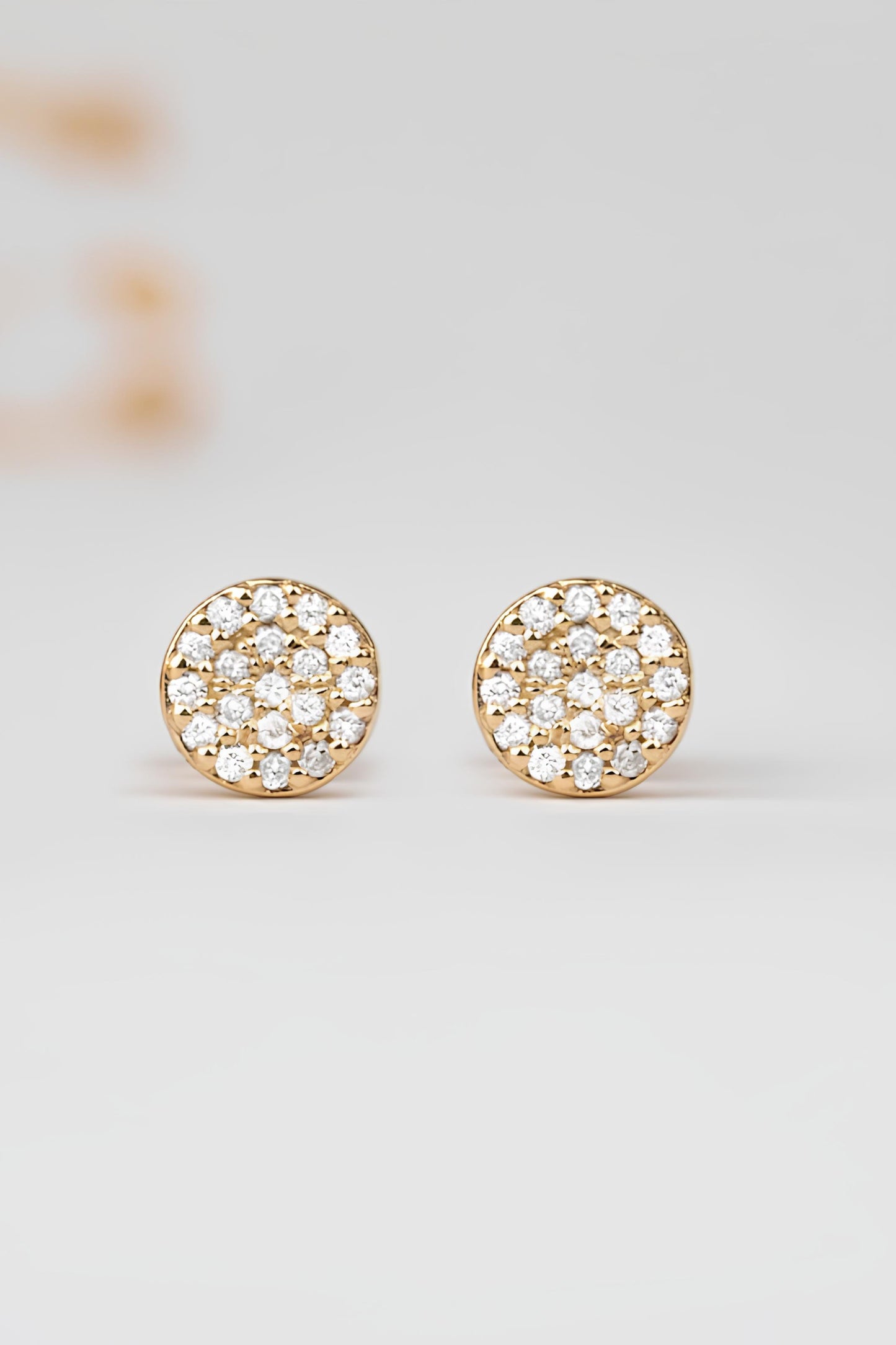 Mini Diamond Disc Stud Earrings