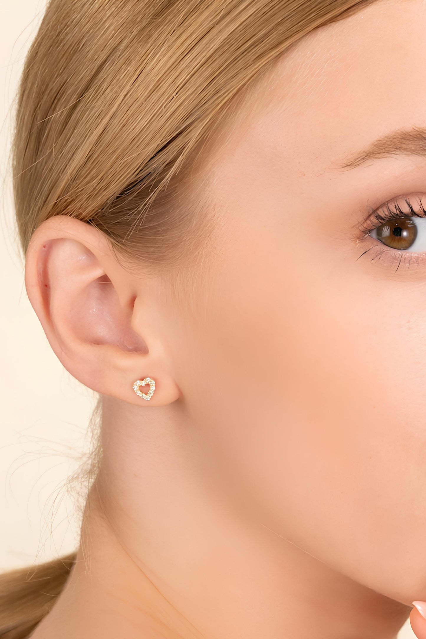 Mini Diamond hollow Heart Earrings