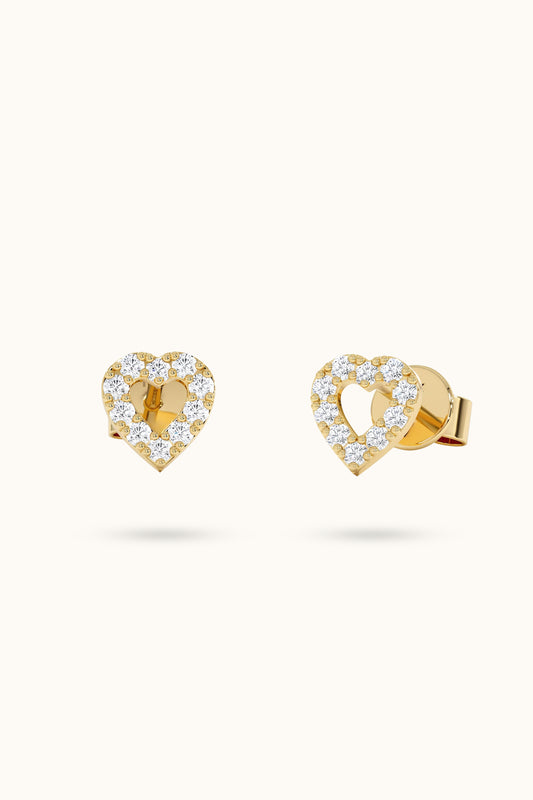 Mini Diamond hollow Heart Earrings