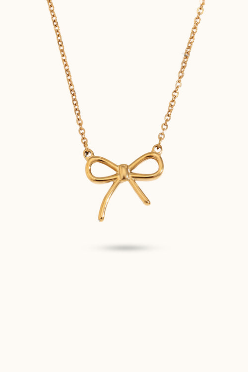 Mini heart-shaped pendant bowknot necklace