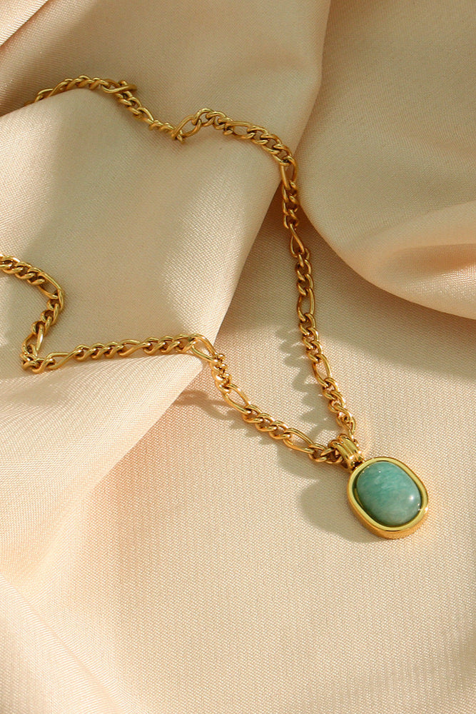 Natural Amazonite turquoise Pendant Necklace