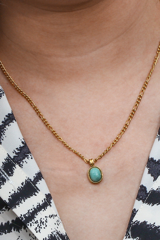 Natural Amazonite turquoise Pendant Necklace