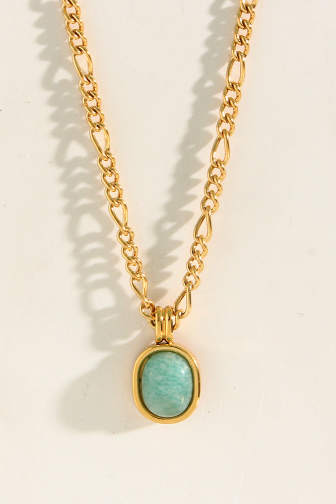 Natural Amazonite turquoise Pendant Necklace