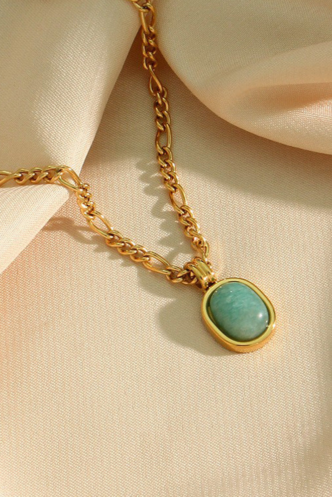 Natural Amazonite turquoise Pendant Necklace