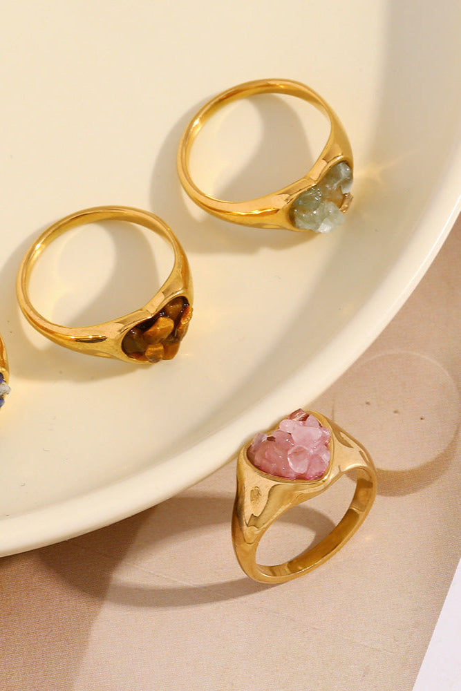 Natural crystal turquoise ring