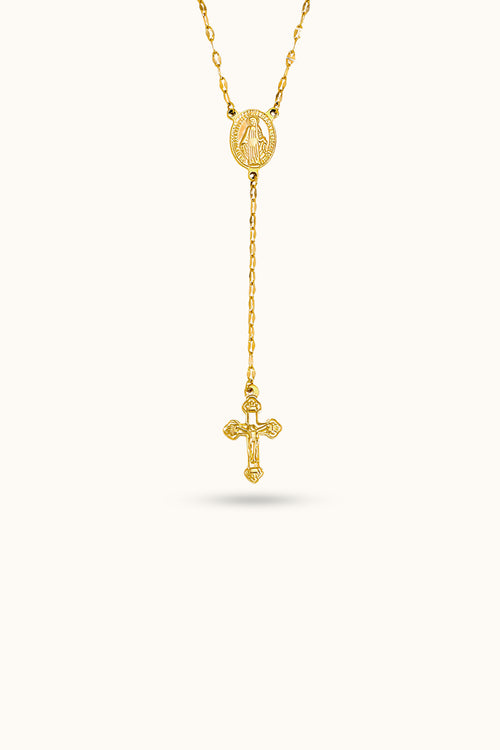 Necklace with a Virgin Mary cross pendant