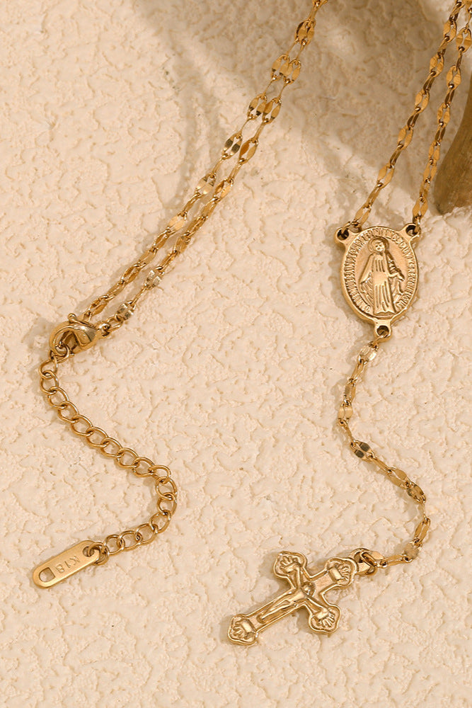 Necklace with a Virgin Mary cross pendant