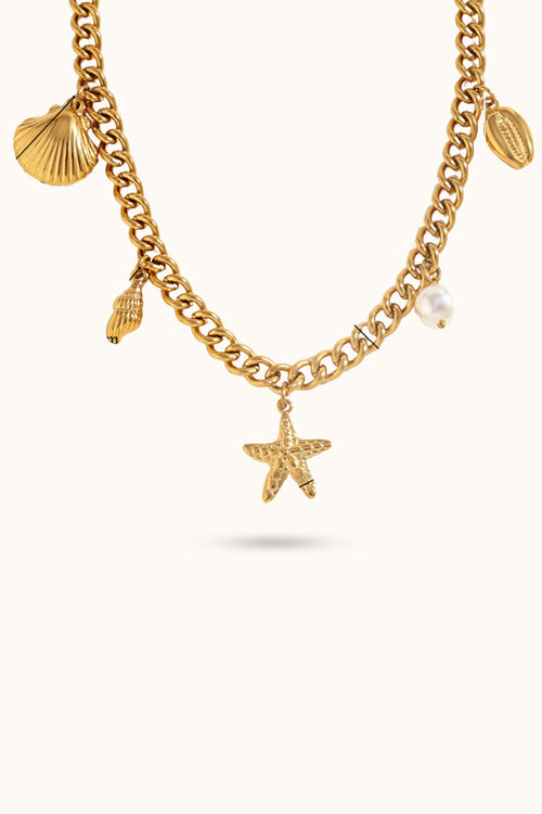 Ocean-themed Cuban link necklace