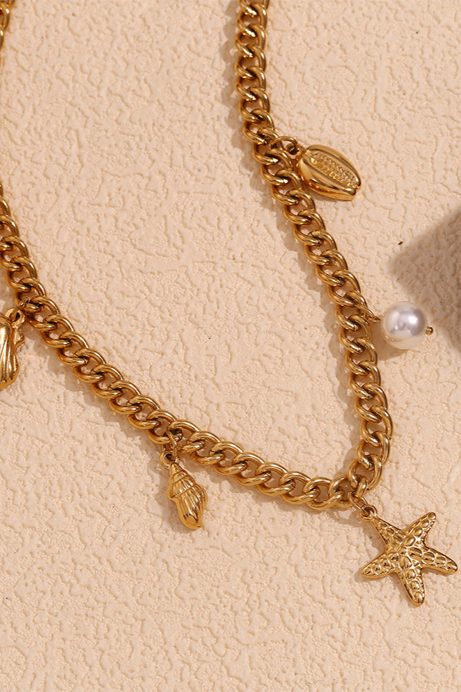 Ocean-themed Cuban link necklace