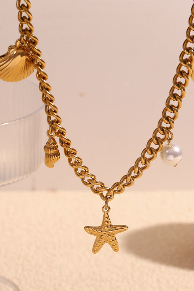 Ocean-themed Cuban link necklace