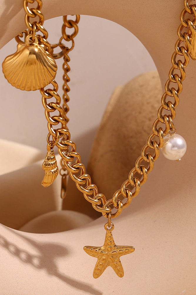 Ocean-themed Cuban link necklace