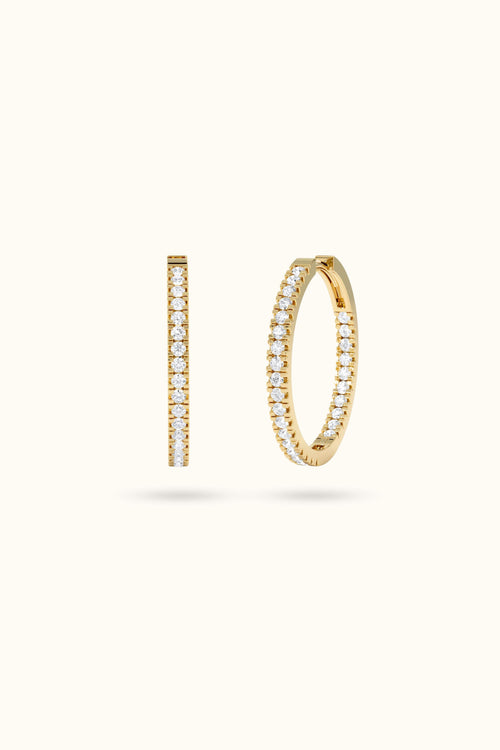 Pave Diamond Hoops Minimalist Earrings