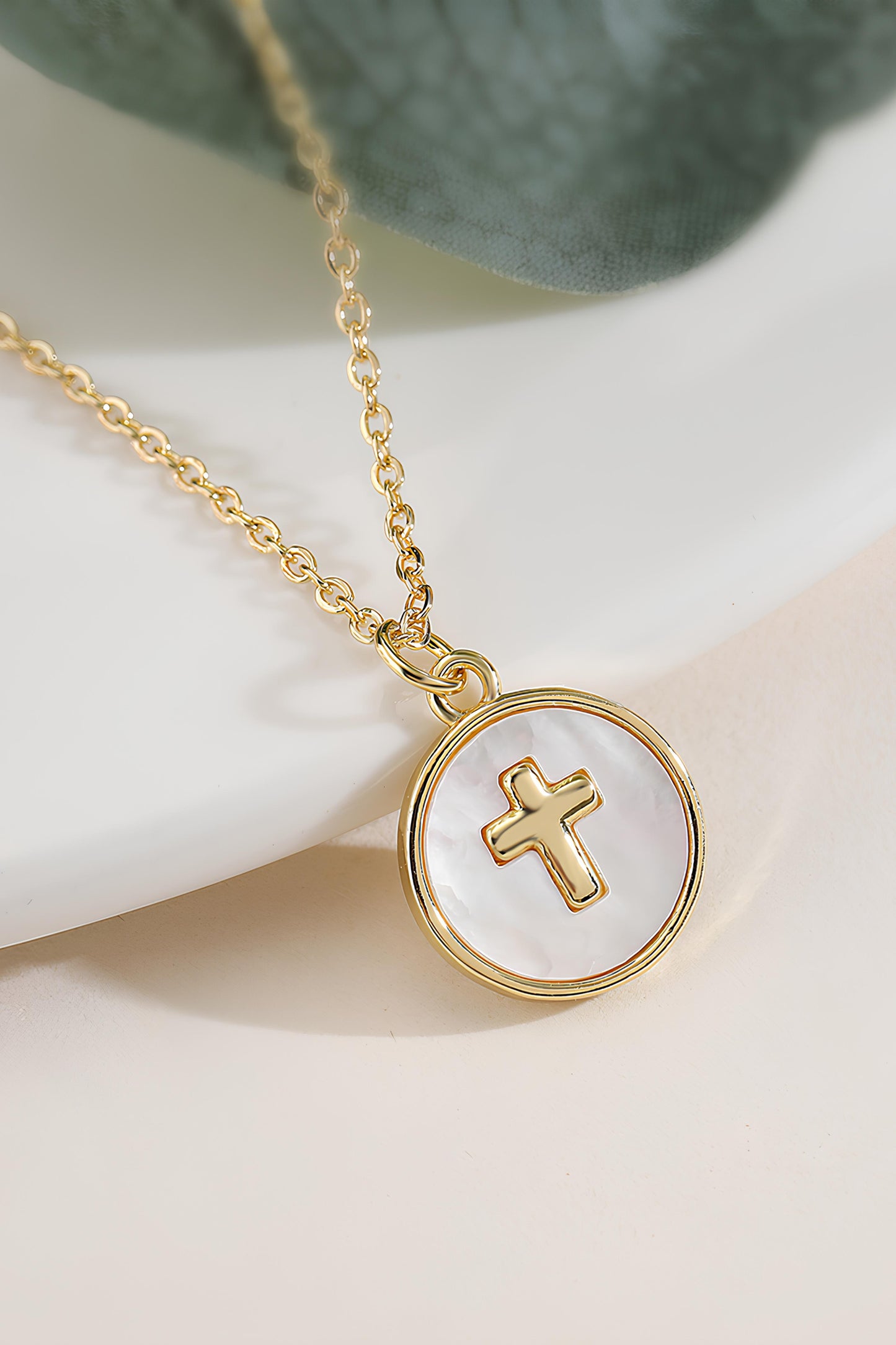 Pearl Cross Virgin Mary Pendant Necklace