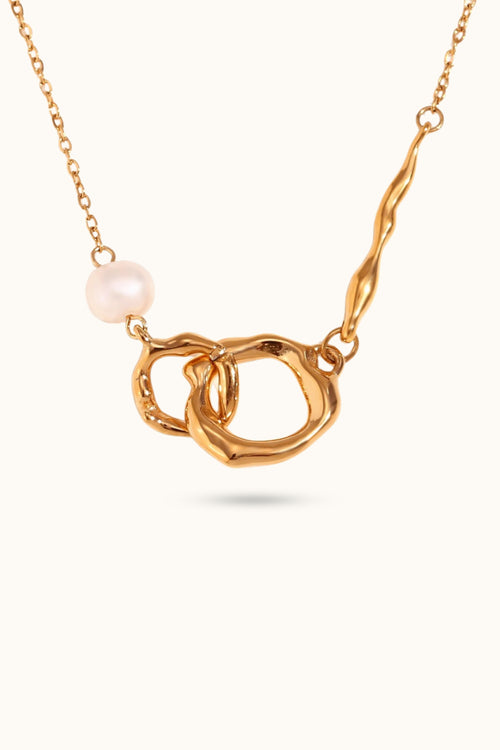 Pearl double ring necklace