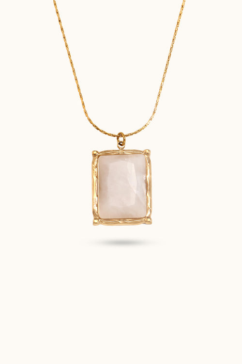 Rectangular Natural Stone Pendant Necklace