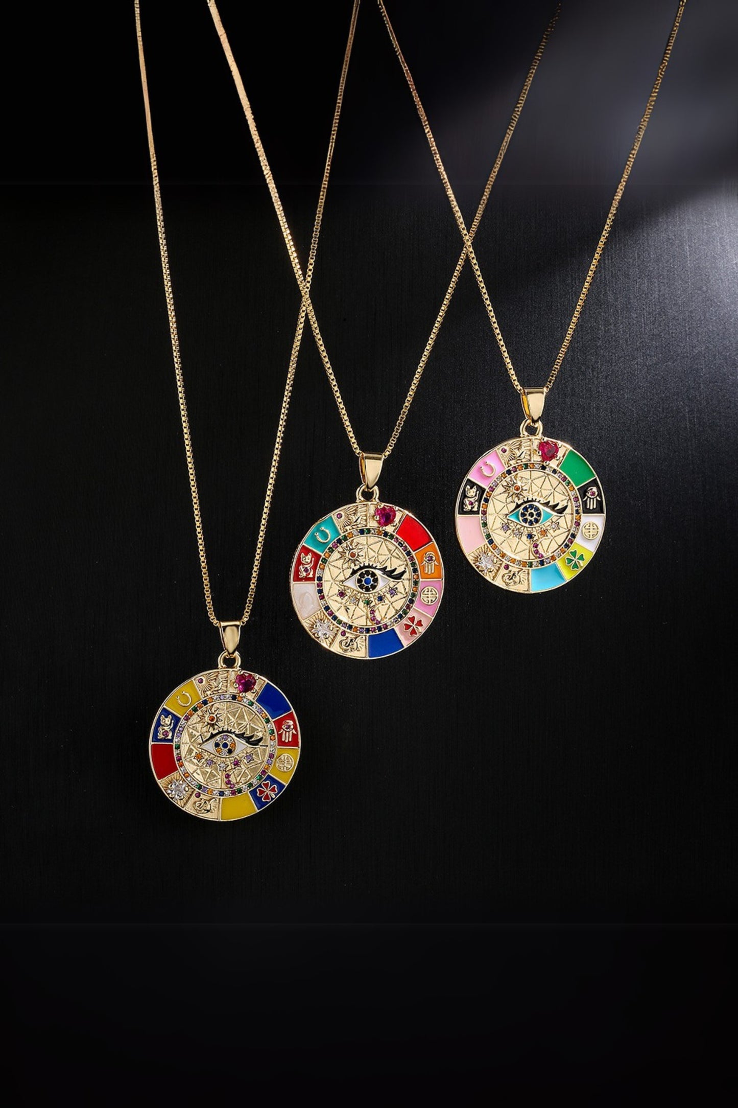 Round Disc All-Seeing Eye Pendant Necklace