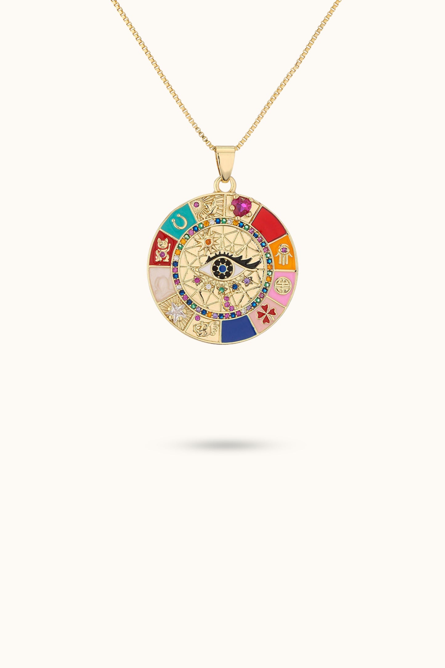 Round Disc All-Seeing Eye Pendant Necklace