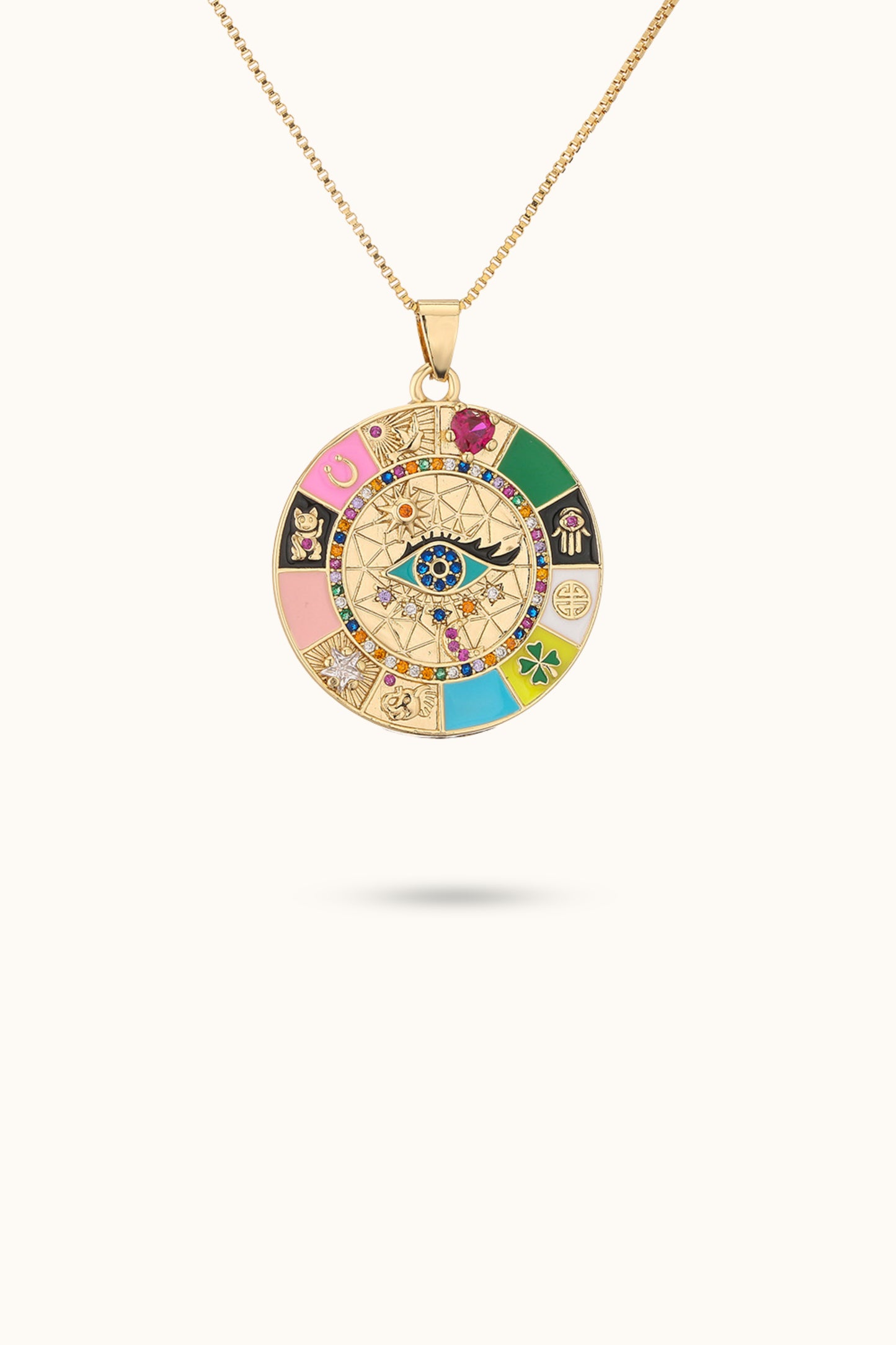 Round Disc All-Seeing Eye Pendant Necklace