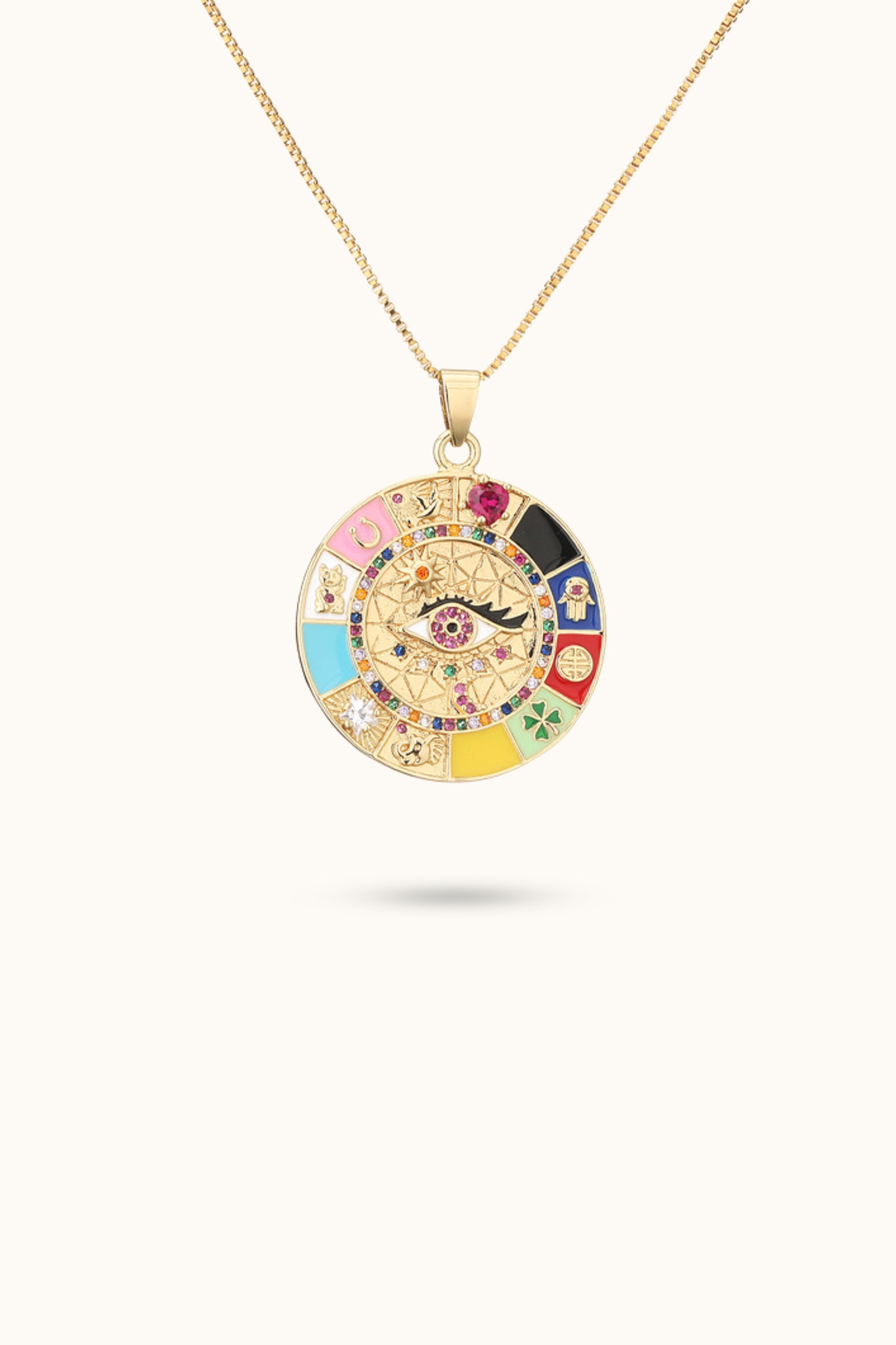 Round Disc All-Seeing Eye Pendant Necklace