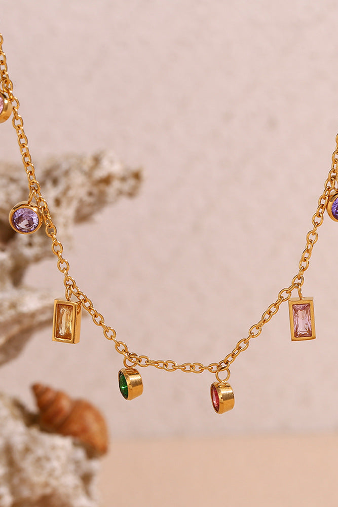 Row birthstone necklace