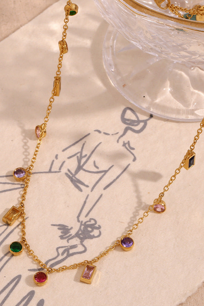 Row birthstone necklace