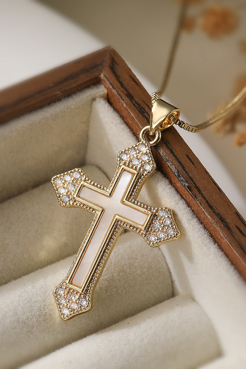 Pearl Cross Pendant Necklace