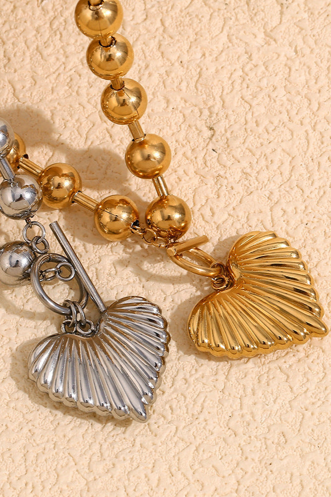 Shell love heart OT clasp necklace