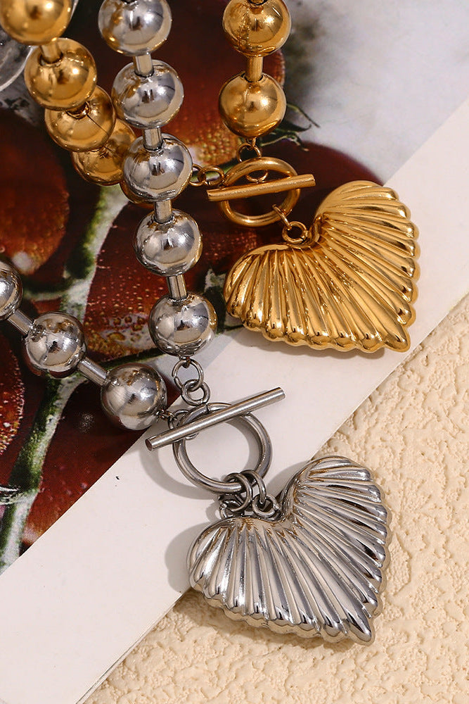 Shell love heart OT clasp necklace