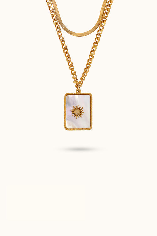 Square Shell Sun Necklace