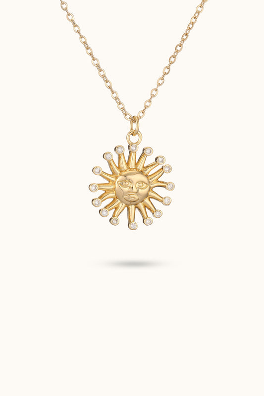 Sun Mask Brick Pendant Necklace